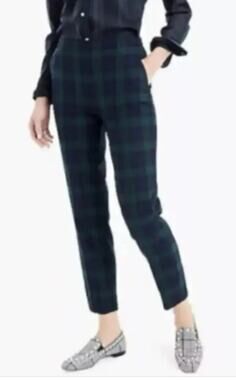 J. Crew Wool Blend Martie Pants in Black Watch Plaid Size 2